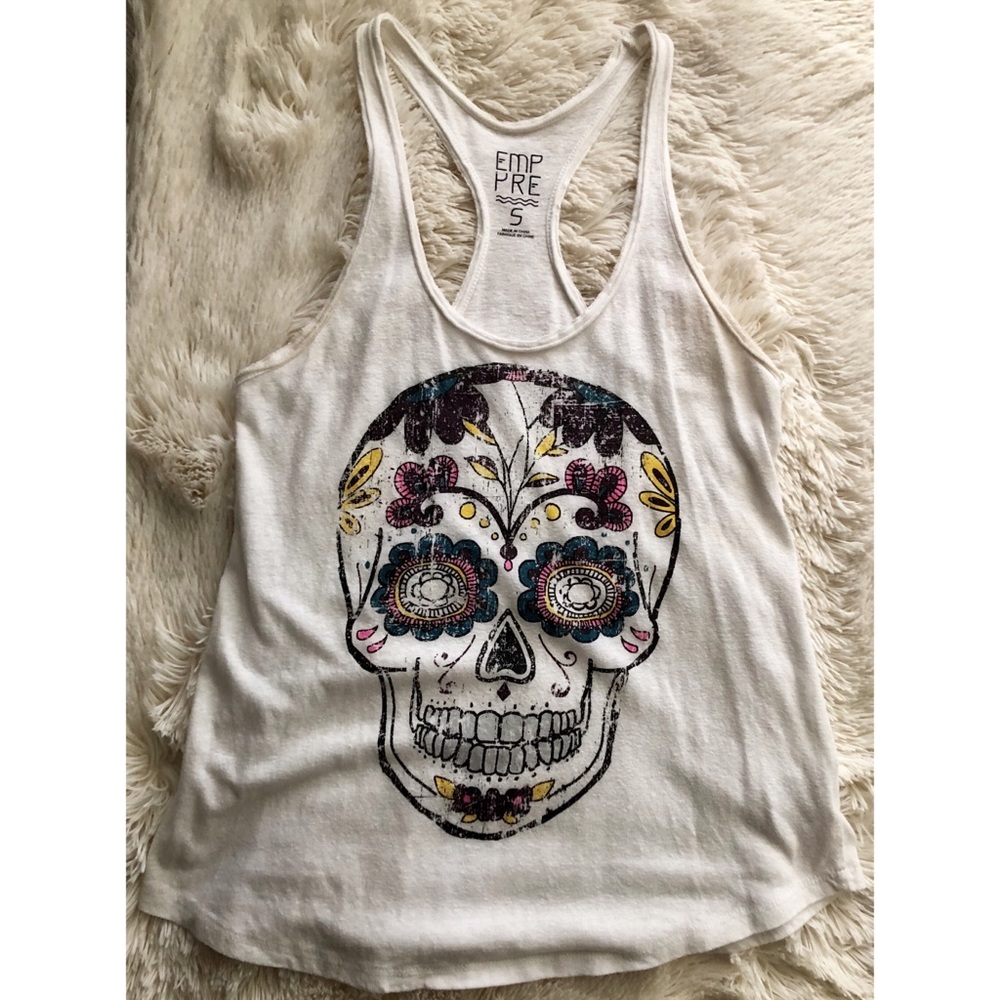 Edgy Sugar Skull Flowy Tank 🖤💀